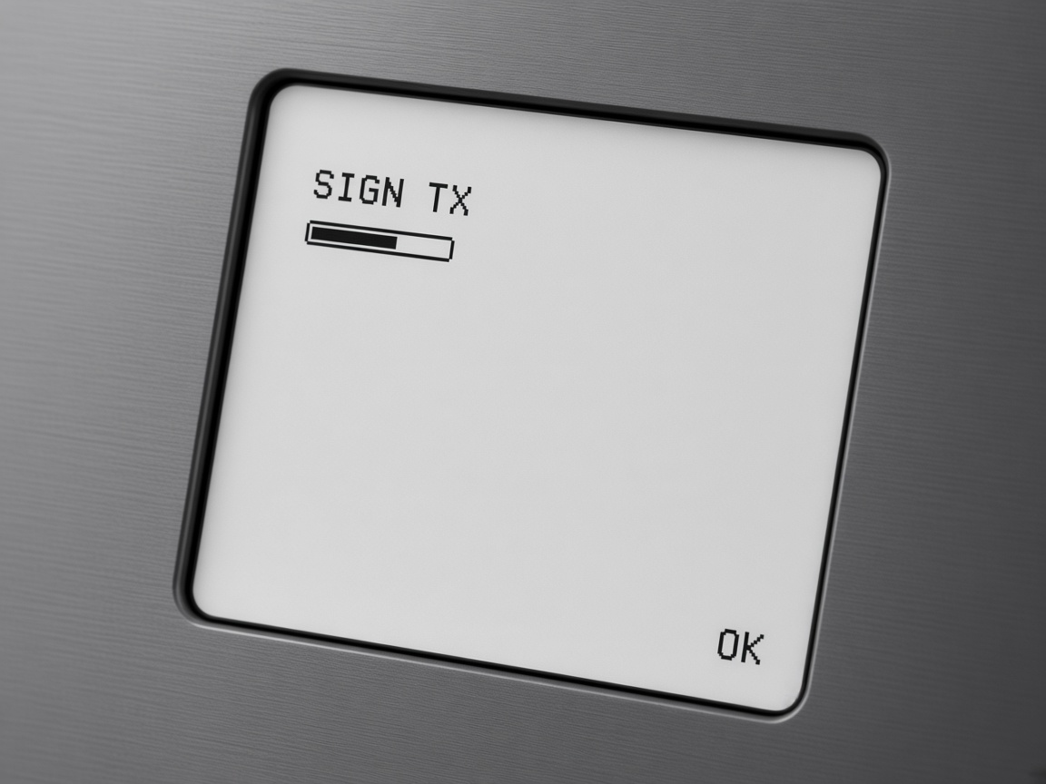 CREATO square screen showing a sign-transaction firmware interface