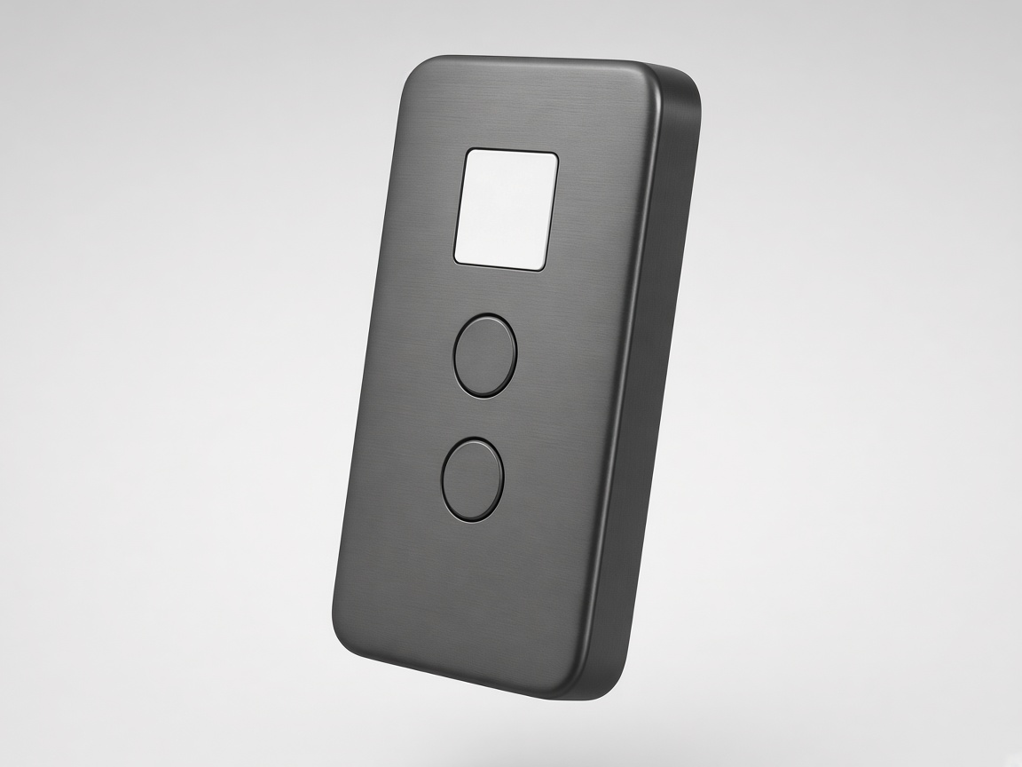 CREATO hardware wallet, full graphite slab with square screen and two circular buttons